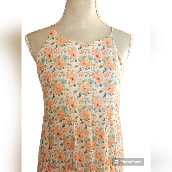Yours Truley | Spring Maxi Dress | Size 10| POCKETS | Orange and green flowers| - Picture 3 of 6